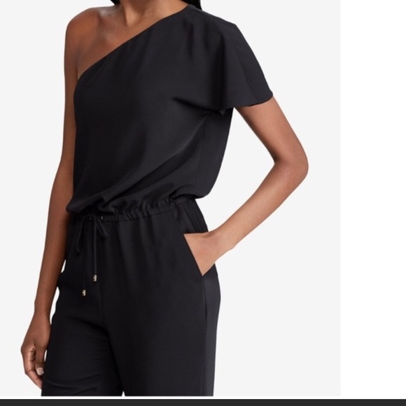 NWT Lauren Ralph Lauren Black One Shoulder Jumpsuit - Picture 3 of 16